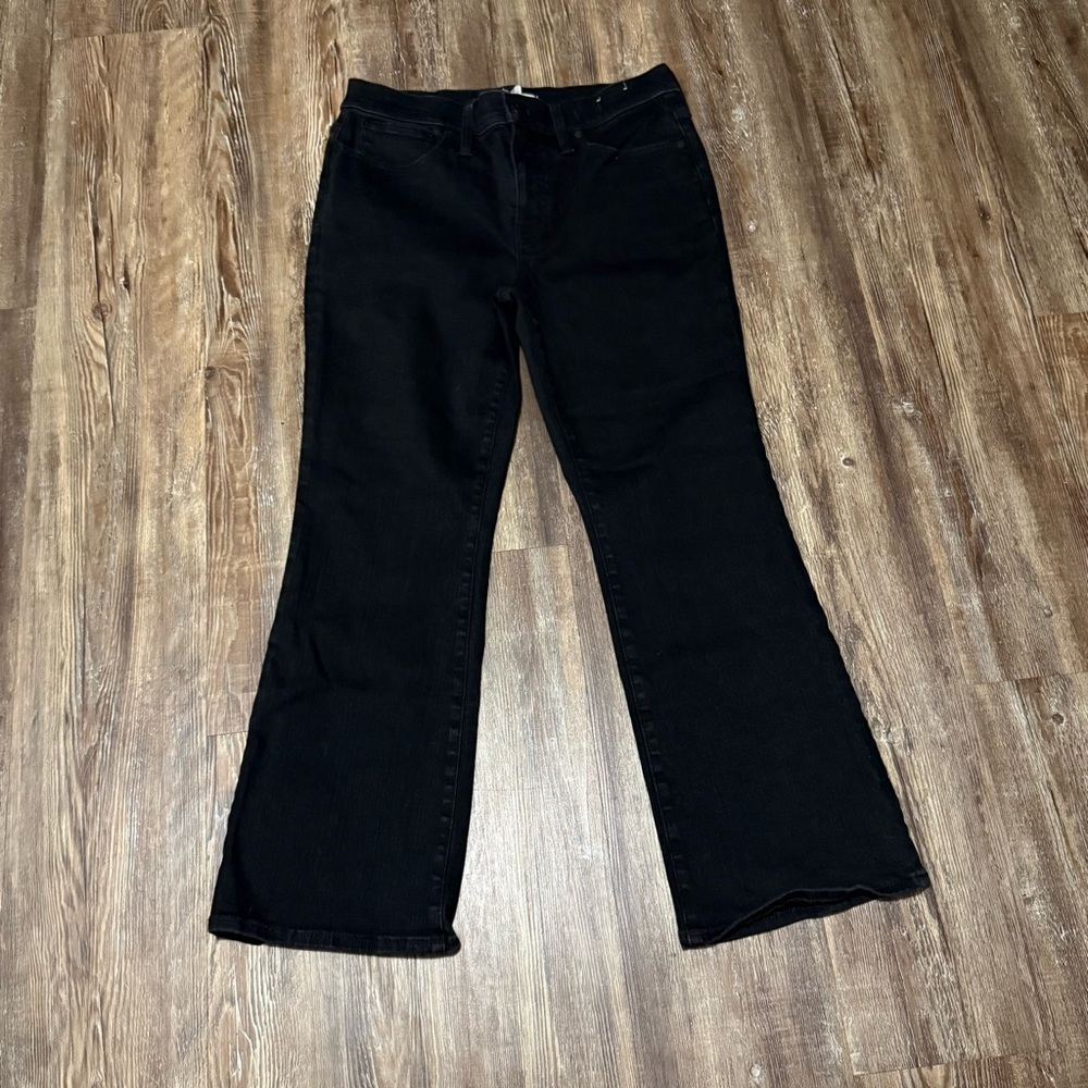 Madewell Mid Rise Kick Out Jeans Women's 28/29p/33p Bootcut Black Rinse Wash